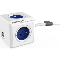 Allocacoc Extended USB PowerCube 4 θέσεων & 2xUSB & καλώδιο 1,5m - Μπλε
