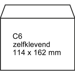 Λευκός Αυτοκόλλητος Φάκελοςς C6, 114mm x 162mm (50-συσκευασία)