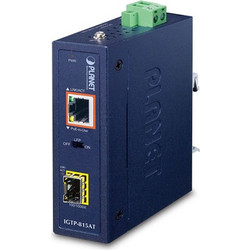 Media Converter Planet Industrial Compact 100/1000BASE-X to 10/100/1000BASE-T 802.3at PoE+ (IGTP-815AT)