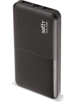 Setty 10024280 Power Bank 10000mAh με 2 Θύρες USB-A Black
