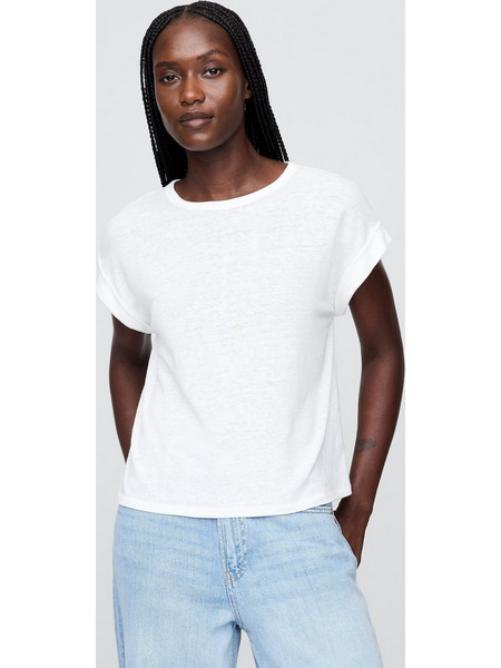 Μπλούζα με Μανσέτες από Λινό Fresh white