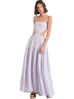 Funky Buddha Maxi Καλοκαιρινό Βραδινό Φόρεμα Λιλά FBL011-121-13