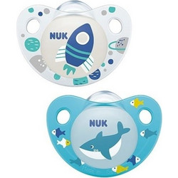 Nuk Signature Ανατομικές Ορθοδοντικές Πιπίλες Σιλικόνης 0-6m Πύραυλος Καρχαρίας 2τμχ