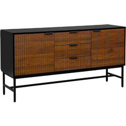 Μπουφές 0016-225-050 150x40x75cm Black-Oak Μελαμίνη,Μέταλλο