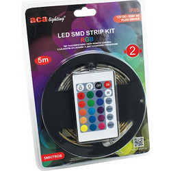 LED SMD STRIP KIT 5M IP65 RGB WITH REMOTE CONTROL & 12V DC PLUG DRIVER 5MKITRGB