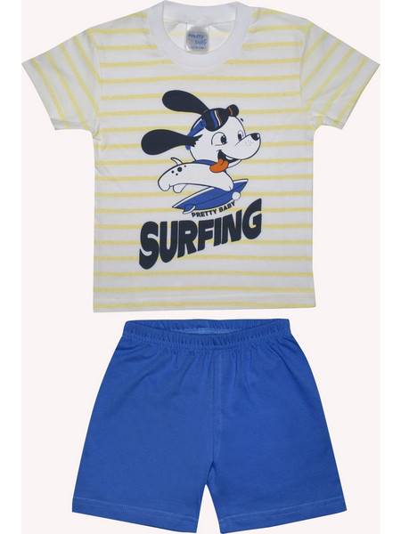 Pretty Baby Surfing Παιδική Πιτζάμα Βαμβακερή Καλοκαιρινή Λευκή Royal Blue 65377