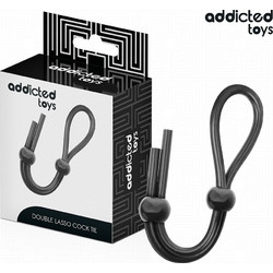 Addicted Toys Silicone Rope for the Double Loop Penis Ρυθμιζόμενο Ελαστικό Δαχτυλίδι Πέους & Όρχεων Σιλικόνης Μαύρο