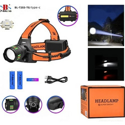 Επαναφορτιζόμενος Φακός Κεφαλής LED Zoom με 2 Μπαταρίες 18650mAH