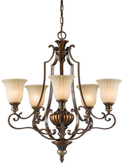 Homelighting Elstead FE-Kelham-Hall5-UPLT Κλασικό Φωτιστικό με Σκάβο Μελί Γυαλιά Bronze Σκελετό
