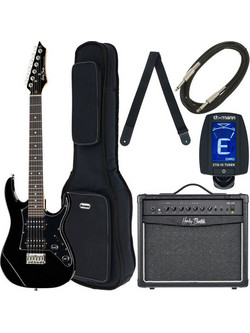 Harley Benton RG Junior Bundle Left Handed Ηλεκτρική Κιθάρα 3/4 ST Style με HH Μαγνήτες και Ταστιέρα Rosewood Black