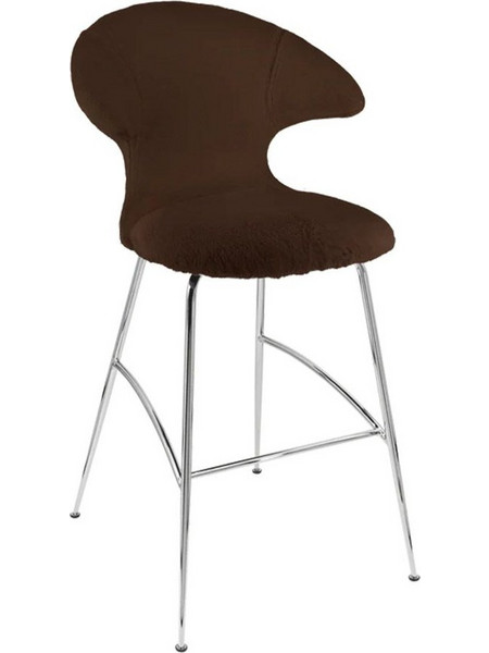 Σκαμπό Μπάρ Time Flies Teddy 590-19C5912-2 51x56x112cm Brown-Chrome Umage