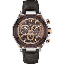 Guess GC Collection Ανδρικό Ρολόι Χρονογράφος με Καφέ Δερμάτινο Λουράκι X10003G4S
