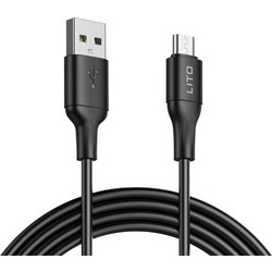 Lito - Data Cable (LD06V) - USB to Micro-USB, PVC, 1m - Black - (LD06-USB/MICRO-BLACK)