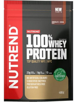 Nutrend 100% Whey Chocolate Cocoa Πρωτεΐνη Ορού Γάλακτος Γράμμωσης Χωρίς Γλουτένη 400gr