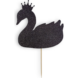 Cake Topper Χάρτινο glitter Μαύρο Κύκνος