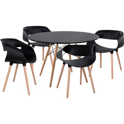 ΣΕΤ ΤΡΑΠΕΖΑΡΙΑΣ 5ΤΜΧ FB921187 MDF TOP & ΠΟΛΥΠΡΟΠΥΛΕΝΙΟ ΣΕ ΜΑΥΡΟ ΧΡΩΜΑ