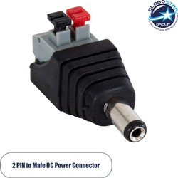 GLOBOSTAR(R) STRIPDC 70677 Ταχυσύνδεσμος DC Jack 5.5x2.1mm Αρσενικός σε Πατητή Κλέμα IP20 - Μαύρο - Μ4.1 x Π1.5 x Υ2cm