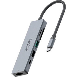 Vidvie 6IN1 USB-C Docking Station με HDMI 4K PD 100W και SD/TF Ασημί (HUB03)