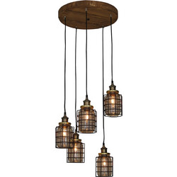 Home Lighting Okda Κρεμαστό Φωτιστικό Οροφής Πλέγμα Πολύφωτο Μαύρο 77-3068