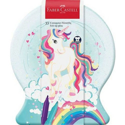 Faber-Castell Unicorn Μαρκαδόροι Ζωγραφικής Μεταλλικό Κουτί σετ 33τεμ