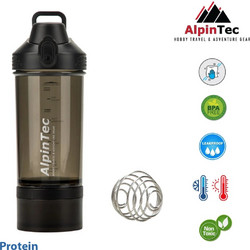 AlpinTec Protein Shaker 550 ml Black - Παγούρι με Μεταλλική Μπάλα