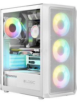 Logic Portos ARGB Midi White Gaming Midi Tower Κουτί Υπολογιστή RGB με Πλαϊνό Παράθυρο