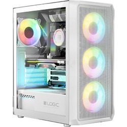Logic Portos ARGB Midi White Gaming Midi Tower Κουτί Υπολογιστή RGB με Πλαϊνό Παράθυρο