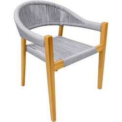 Premium Καρέκλα Teak με Συνθετικά Γκρι Σχοινιά 77x60x60cm