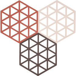 Σουπλά Triangles 36857 Για Ζεστά Σκεύη (Σετ 3τμχ) 16x14cm Burned Red-Rose-Kalamata Zone Denmark Σιλικόνη
