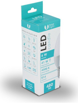 Forever light LED bulb E14 C37 6W 230V 4500K 480lm Φυσικό Λευκό