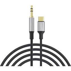 Earldom Καλώδιο Ήχου Braided ET-AUX61 USB-C σε Jack 3.5 mm 1m, μαύρο/ασημί