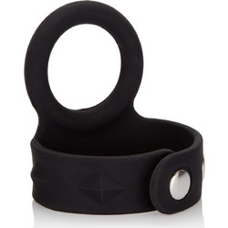 CalExotics Silicone Tri-snap Scrotum Support Ring Medium Ρυθμιζόμενο Ελαστικό Δαχτυλίδι Πέους Σιλικόνης Μαύρο