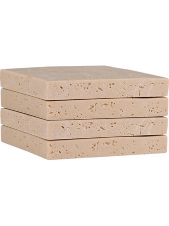 ESTIA ΣΟΥΒΕΡ ΜΕ ΟΨΗ TRAVERTINE 10x10cm ΣΕΤ 4ΤΕΜ