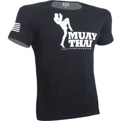 T-SHIRT MUAY THAI Μαύρο με Λευκό Logo 21228 (H&S)