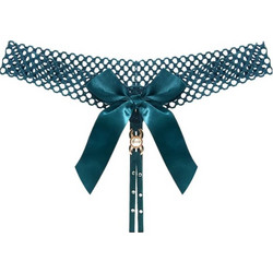 Women Sexy Open Bow Thong Green