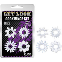 Chisa Novelties Get Lock Cock Ring Σετ Ελαστικά Δαχτυλίδια Πέους Διαφανή 4τμχ
