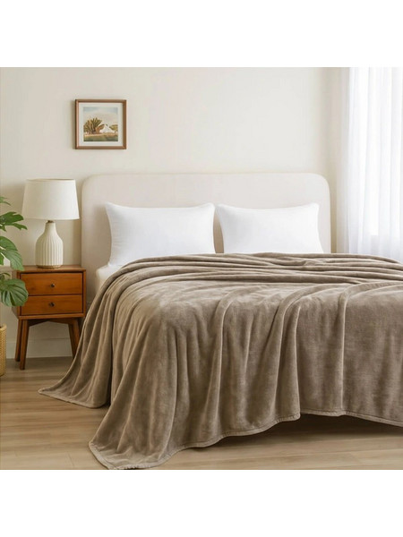 Κουβέρτα βελουτέ υπέρδιπλη Beige 220x240cm