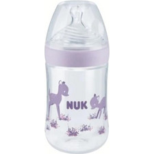 Nuk Nature Sense Γυάλινο Μπιμπερό με Θηλή Σιλικόνης κατά των Κολικών 0-6m Deer 240ml