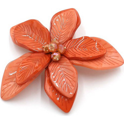 LAPEL PIN ΚΑΡΦΙΤΣΑ ΛΟΥΛΟΥΔΙ από πλαστικό σε πορτοκαλί αποχρώσεις