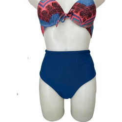 Γυναικείο Ψηλόμεσο Corset Μπικίνι Σλιπ σε Μπλέ χρώμα Μπλε