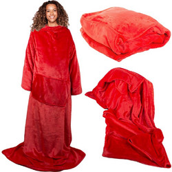Κουβέρτα με Μανίκια Fleece Ζεστή και Απαλή 140x200cm - Κόκκινη
