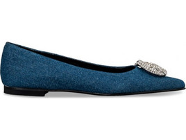 DENIM POINTED TOE BALLERINAS