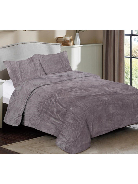 Κουβέρτα Υπέρδιπλη 220x240 Coral Fleece Solid 06 Grey Dimcol