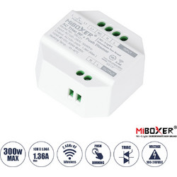 MiBOXER-TRI-C1 71432 AC Triac RF 2.4Ghz & Push Dimmer με 1 x 1.36A 300W Κανάλι AC 220-240V 1.36A 300W Max IP20 - RF 2.4Ghz & Push Dimming - Μ5 x Π5 x Υ2.3