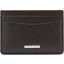 Boss δερμάτινη Θήκη Καρτών 4cc σε σκούρο καφέ Signature_S 50311746_209