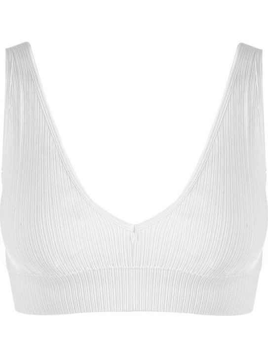 Γυναικείο Τοπ Λευκό V Ribbed Seamless με Ενίσχυση - S/M