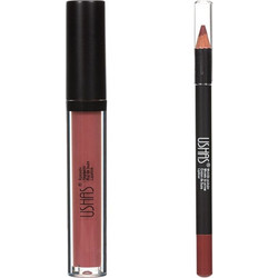 Ushas Cosmetics Lipstick + Lip Pencil Classic Μπεζ Σκούρο 3.8ml