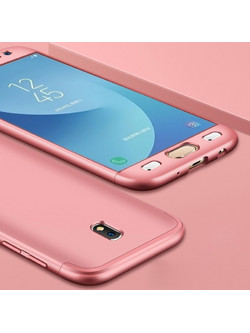 GKK για Galaxy J7 (2017) (EU Version) PC Τριών τμημάτων θήκη πλήρους κάλυψης 360 μοιρών πίσω κάλυμμα (Rose Gold) (GKK) (OEM)