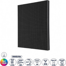 GLOBOSTAR NEOWALL 41025 Module για Οθόνες Video Wall 25x25cm 64x64px P3.91 LED 45W 3840Hz 4096 Dots 1900cd/m Nits DC 5V Εσωτερικού Χώρου IP31 Full Color S1/16 14Bits - Kinglight SMD2121 - Δεξί - Μ25 x