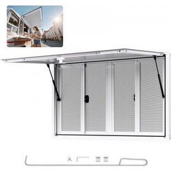 Παράθυρο παραχώρησης VEVOR 135x84 cm, Παράθυρο σέρβις από κράμα αλουμινίου για φορτηγό τροφίμων, παράθυρο σερβιρίσματος με βάση μέχρι 85 μοίρες με 4 συρόμενα παράθυρα, τέντα πόρτα και γάντζο έλξης, γι